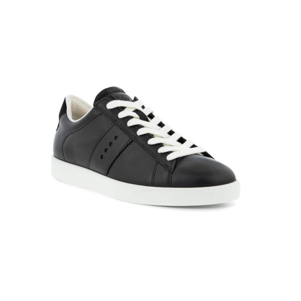 ECCO Womens Black Padded Street Lite Round Toe Leather Sneakers Shoes 7-7.5